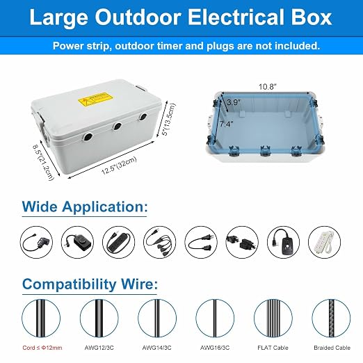 NineLeaf Large Outdoor Waterproof Electrical Grey Box IP54 - Image 5