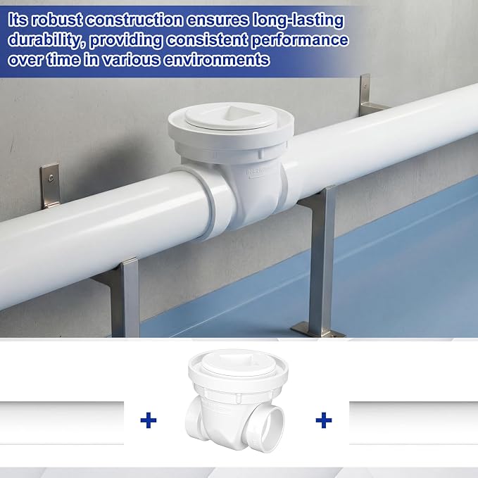 2 Inch Backwater Valve White PVC Drain Backflow Preventer - Image 7