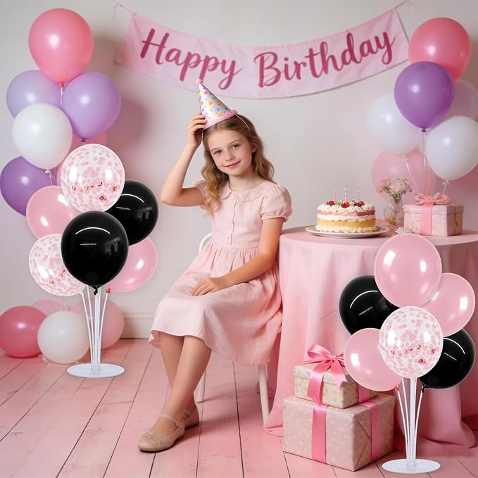 TONIFUL 4 Set Black Pink Balloon Stand Balloon Centerpieces - Image 4