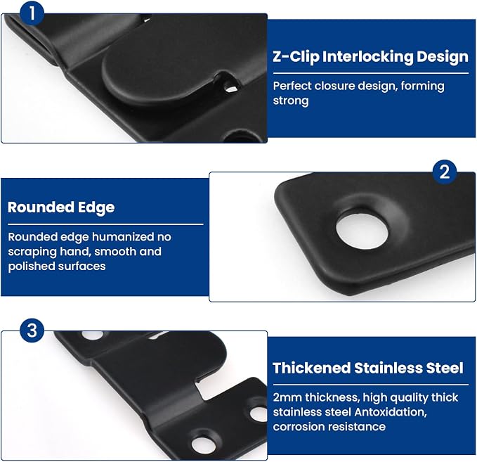 10Pcs Flush Mount Bracket, Stainless Steel Heavy Duty Interlock | Hanging Photo - Image 3