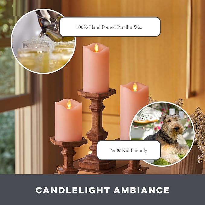 Co. Flameless LED Battery Operated Flickering Pillar Candles - Image 5