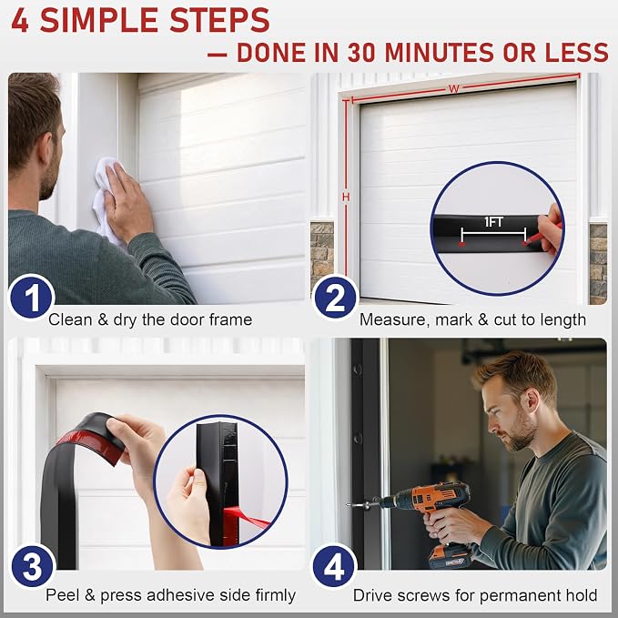 Garage Door Seal Top and Sides - 36 Ft Garage Door Weather Stripping Side Seal - Image 9
