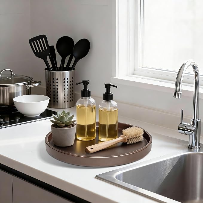 2 Pack 10" Bathroom and Vanity Tray, ABS Bathroom Counter Organizer, Coffee - Image 4