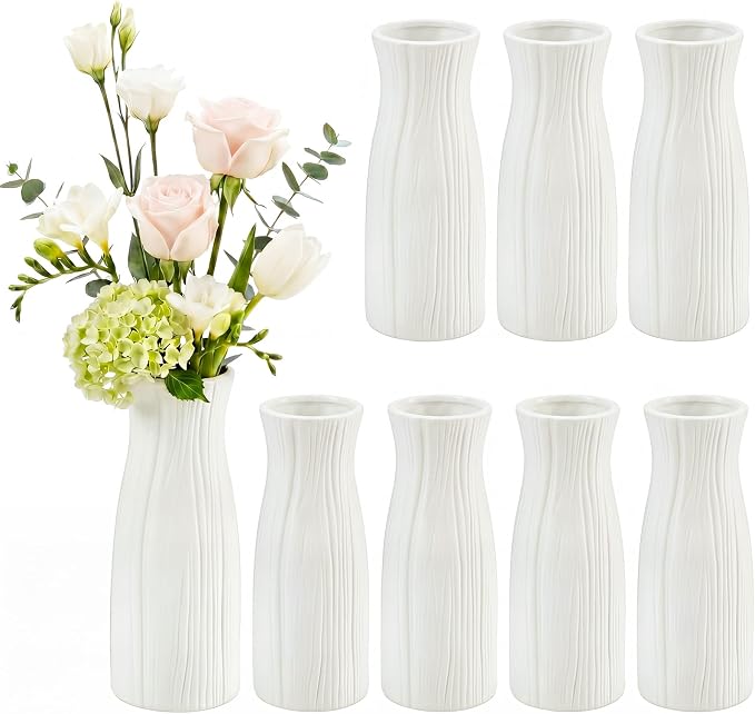Qinyoung White Ceramic Bud Vase Set of 8 by Qinyoung