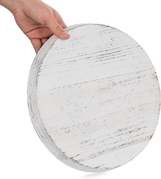 Romadedi Rustic Wooden Tray Candle Holder, Distressed White | Wood Decorative - Image 7