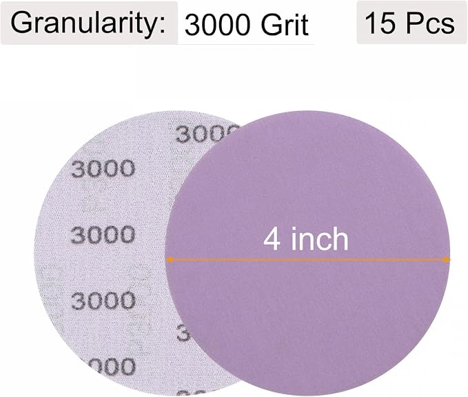 uxcell 15Pcs 4-Inch Purple Sanding Discs 3000 Grits Hook and Loop Professional - Image 2
