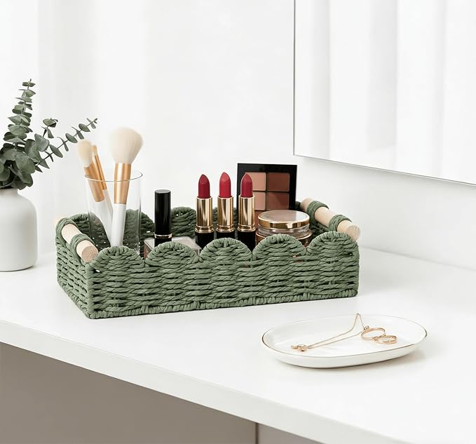 CubesLand Toilet Paper Storage Basket Organizer, Small Wicker Decor Basket | - Image 7