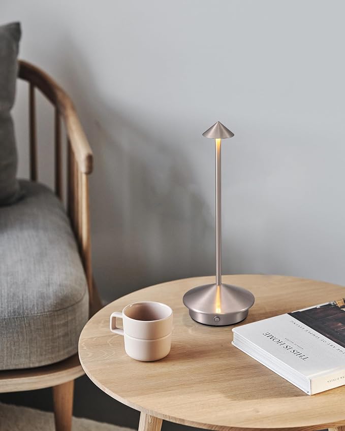 Modern Cordless Table Lamp Set of 2, Brushed Nickel LED Desk Lamps | 5000mAh - Image 7