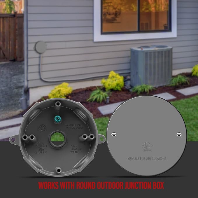 ENERLITES 4” Diameter Round Weatherproof Blank Metal Wall Plate - Image 6