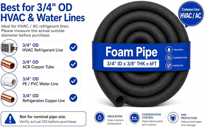 CARGEN 3/4" ID Foam Pipe Insulation - Image 3