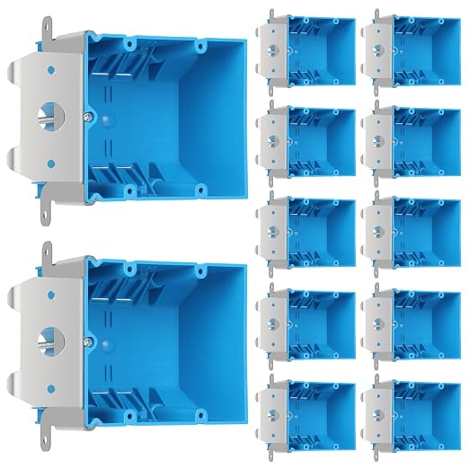 2 Gang Adjustable Plastic Outlet Box, 34 cu. in., 12 Pack | Non-metallic blue by Unknown