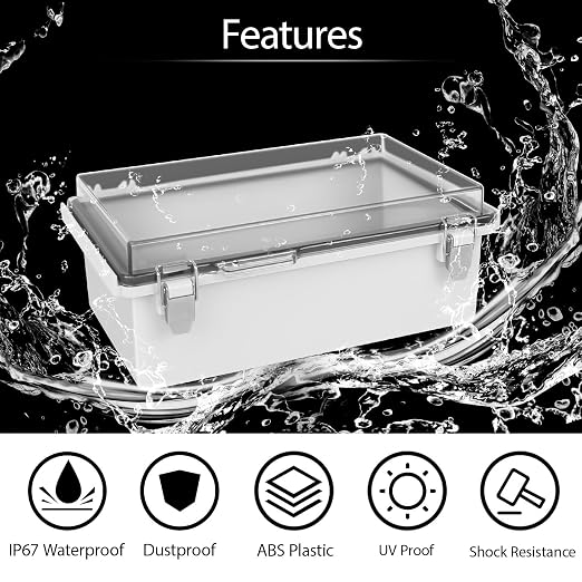 Electrical Box, IP67 Waterproof Hinged Clear Cover Stainless Steel Latch - Image 3
