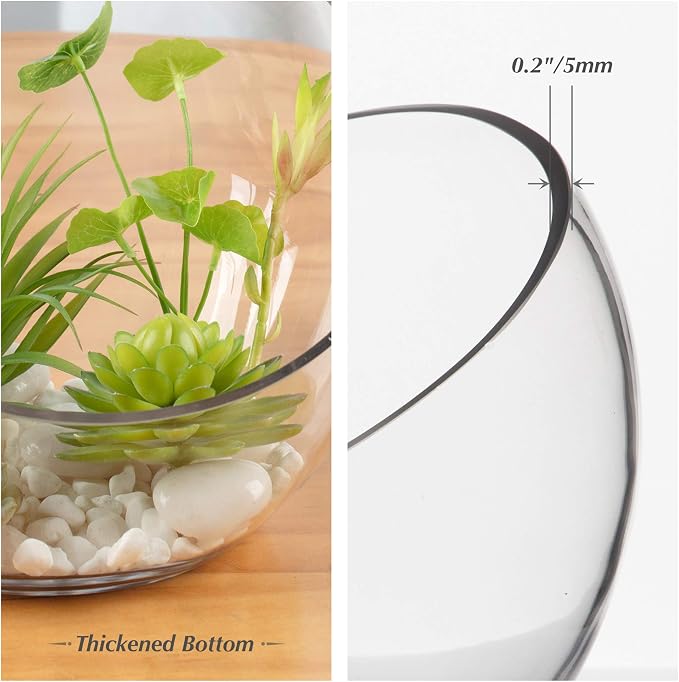 WGV Slant Cut Bowl Glass Vase, Width 9", Height 8.25", Candy Dish, Fruit Jar - Image 3