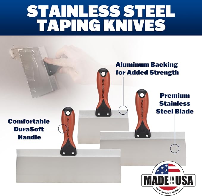 MARSHALLTOWN Drywall Taping Knife Set, 5 Piece, Mud Knife Tool Kit | Five - Image 4