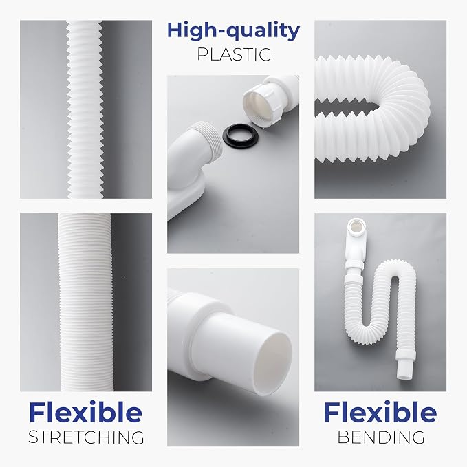 Bathtub Shower Drain Pipe, Flexible Freestanding Tub Drain Kit, 1 1/2 inch - Image 5