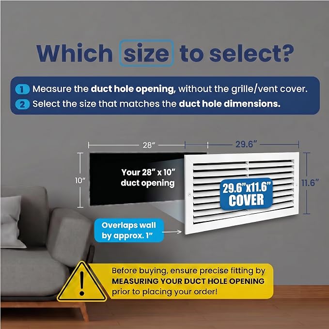 28x10 Aluminum Wall Ceiling Air Return Vent Cover HVAC Rustproof Grille - Image 2