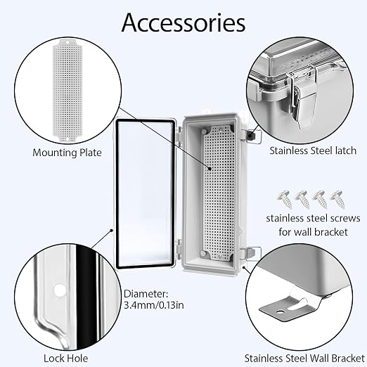 Electrical Box, IP67 Waterproof Hinged Clear Cover Stainless Steel Latch - Image 4