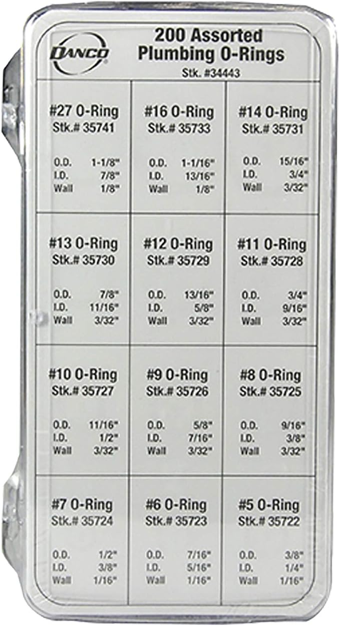Danco Rubber O-Ring Kit, 200-Pieces, 12 Size Assortment, - Image 4