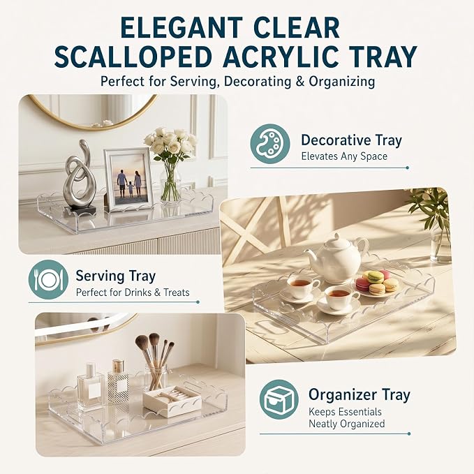 Scalloped Clear Acrylic Serving Tray - Image 6