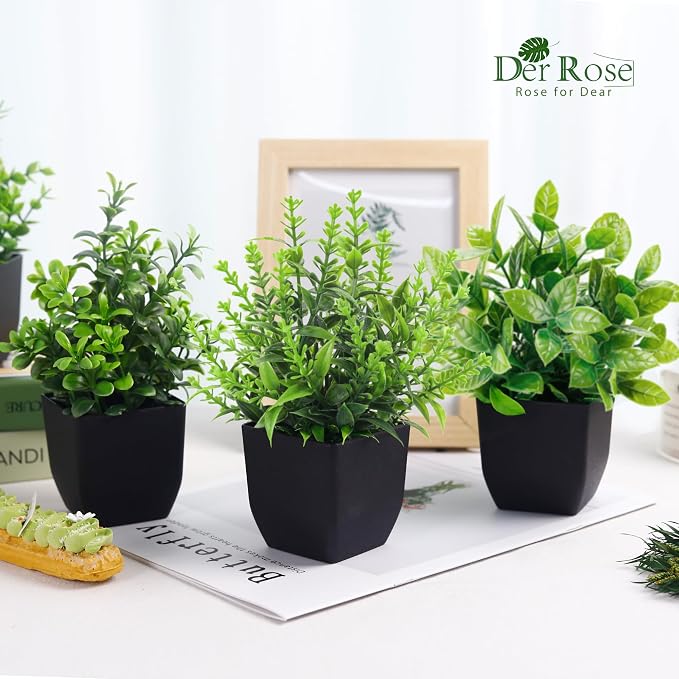 Der Rose 4 Pack Black Bathroom Decor Small Fake Plants, Halloween Decor | - Image 6