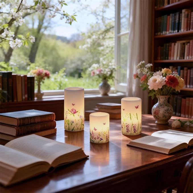 Butterfly Flameless Pillar Candles Battery Operated - Image 3