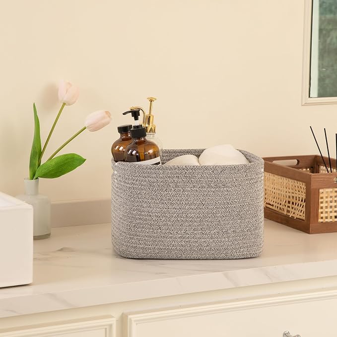 OIAHOMY 4 Pack Storage Baskets for Organizing 15L Cube Storage Bins Grey | - Image 4