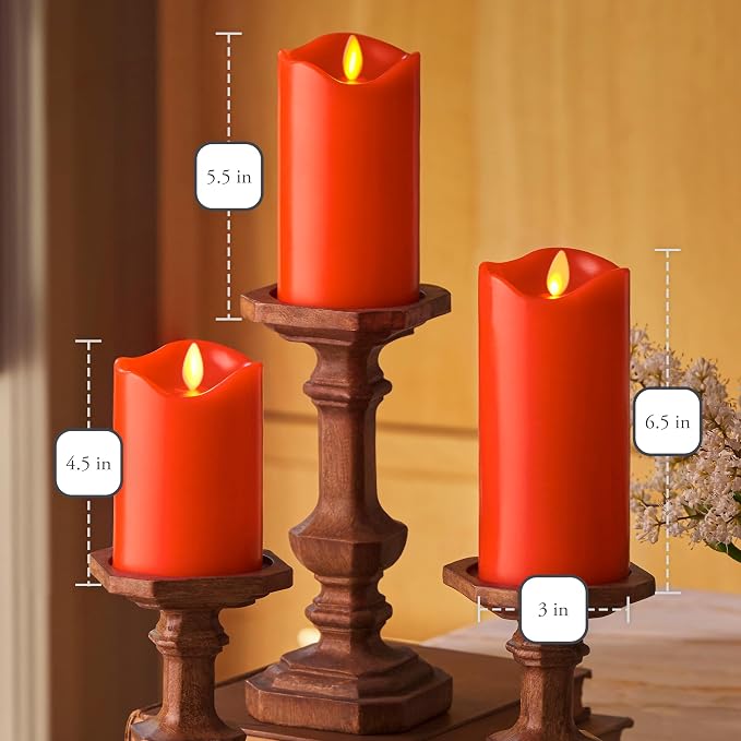 Co. Set of 3 Flameless LED Flickering Battery Candle Moving Flame Pillar - Image 6