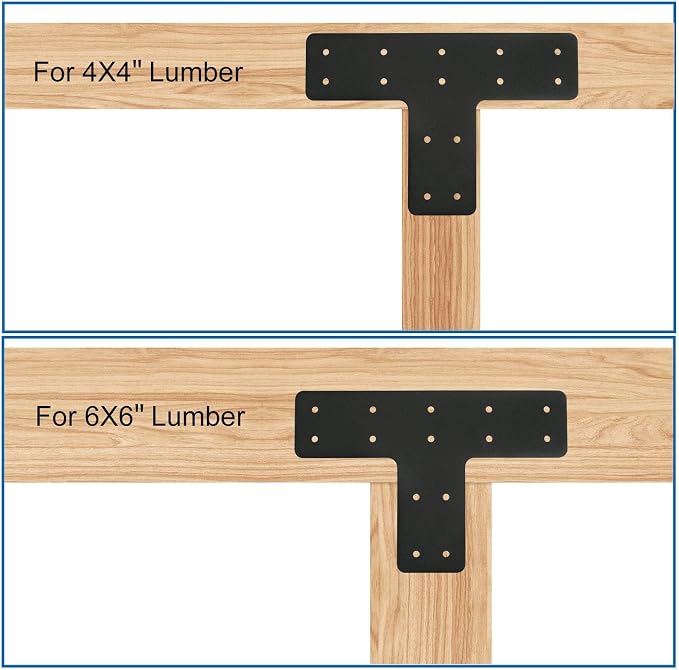 T Post Bracket 4pcs, T Shape Brackets | Black Powder Coated Post to Beam - Image 5