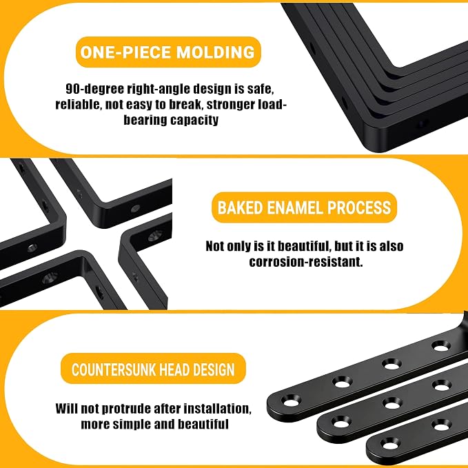 25Pcs Black Angle Brackets 3”x 5” Heavy Duty Corner Bracket 3MM - Image 3