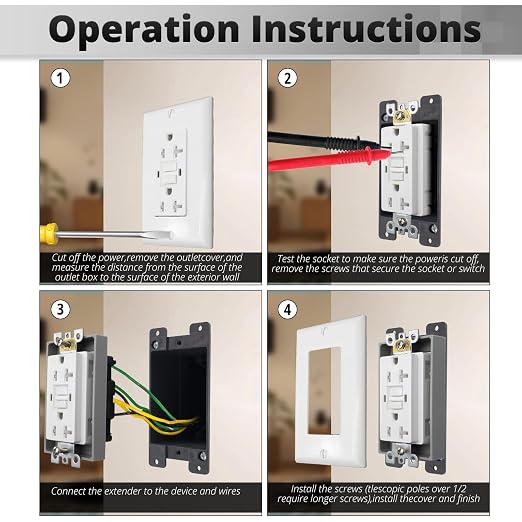 HXH Single Gang Receptacle Outlet Box Extender, 1/4 Inch, 1 Pack | - Image 3