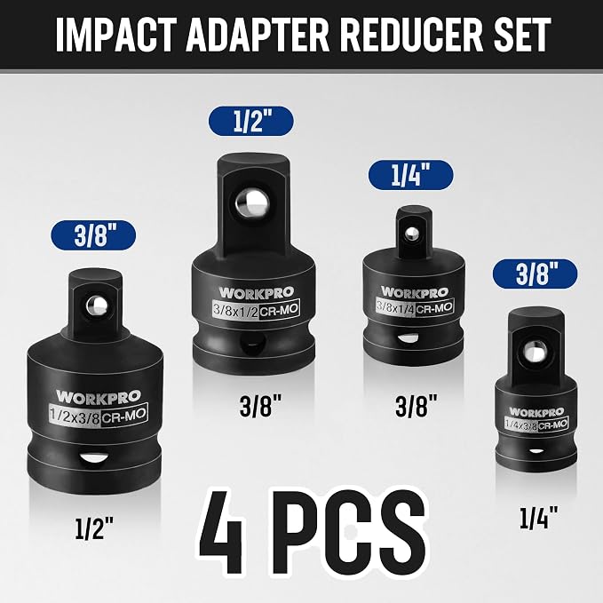 WORKPRO 7-Piece Impact Socket Adapter & Extension Set, CR-MO Steel | Includes - Image 2