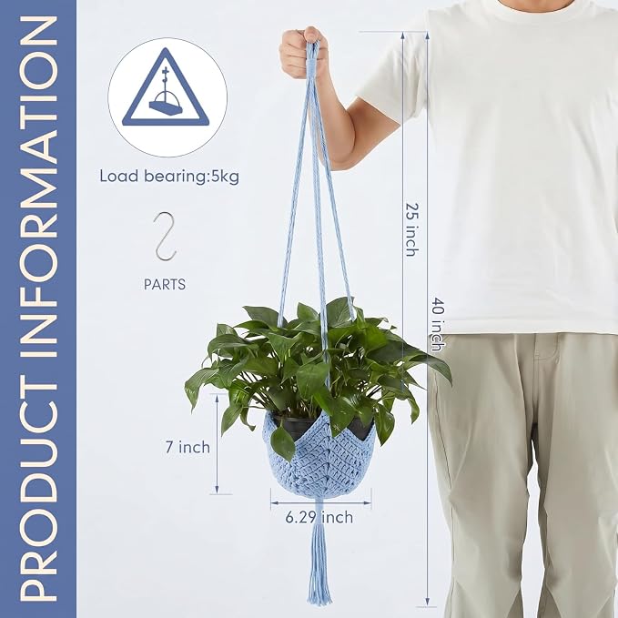 Shappy 1 Pack Boho Macrame Plant Hanger - Image 2