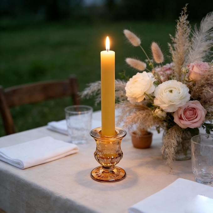 48 Pcs Clear Glass Taper Candle Holders Bulk, 2.5 Inch Small Candlestick Stands - Image 4