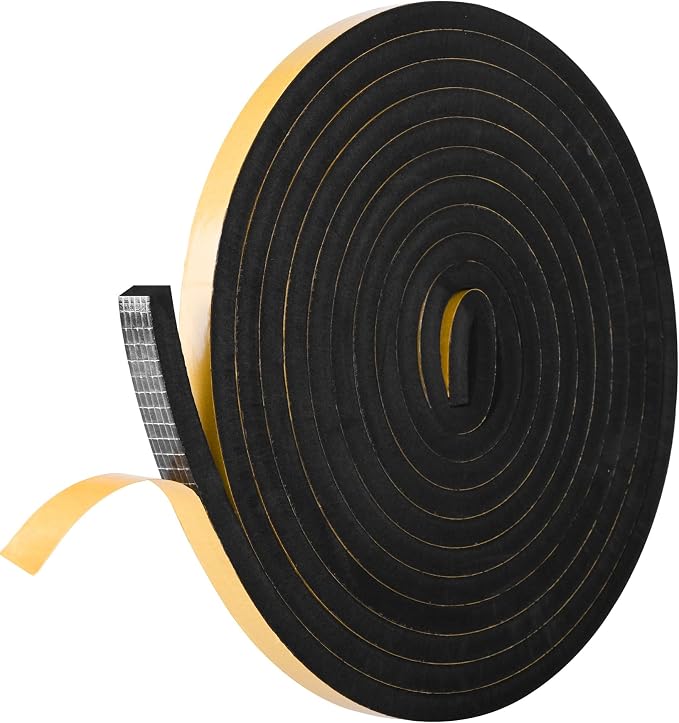 Self Adhesive Foam Tape Weatherstrip 1/2in x 3/8in x 16.5Ft High Density Foam by Kikerike