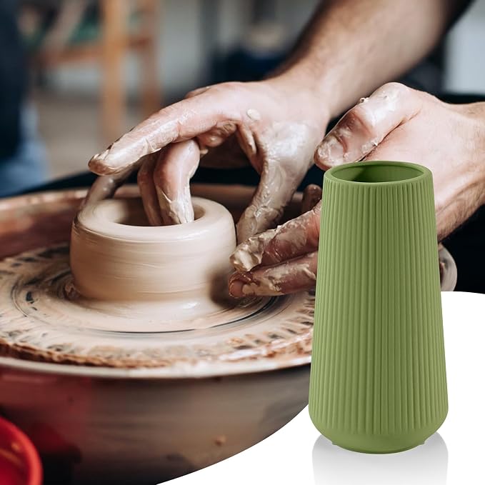 Saga Green Ceramic Vase, GUKJOB Small Cute Flower Vase - Image 7