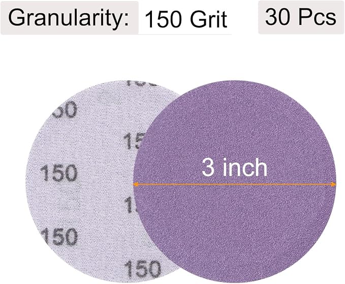 uxcell 30Pcs 3-Inch Purple Sanding Discs 150 Grits Hook and Loop Professional - Image 2