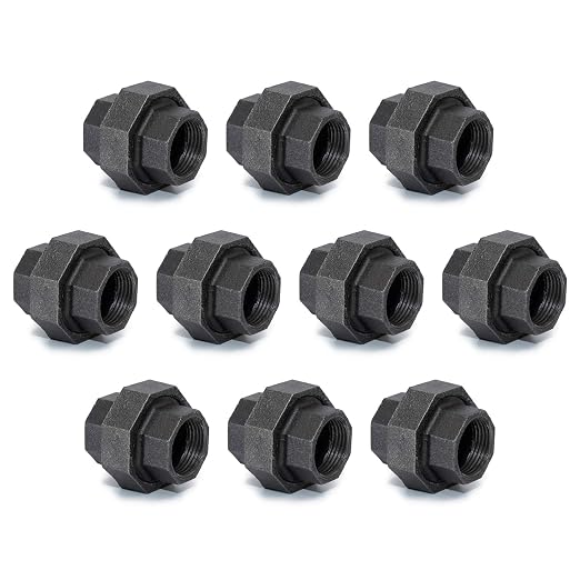 1" Cast Iron Union, Home TZH 10 Pack 1" Industrial Malleable Female Pipe by HomeTZH