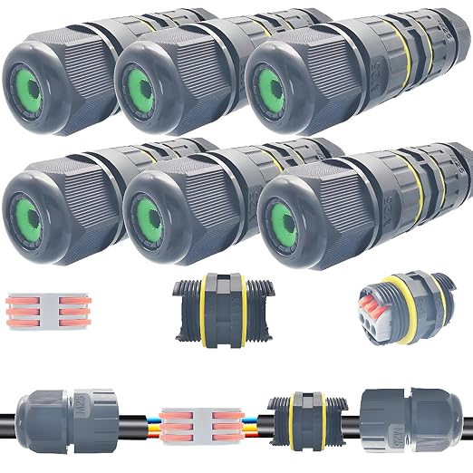 CESFONJER 6 Pcs IP68 Waterproof Junction Box 2/3 Way Line M25 Extension by CESFONJER