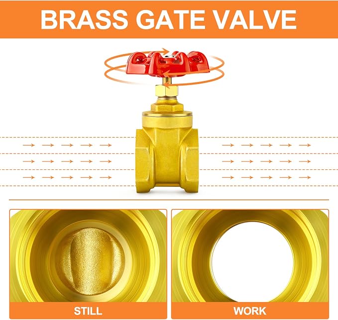 GASHER 1PCS 1 Inch Brass industrial Gate Valve, Heavy-duty Rotary Sluice Valve - Image 6