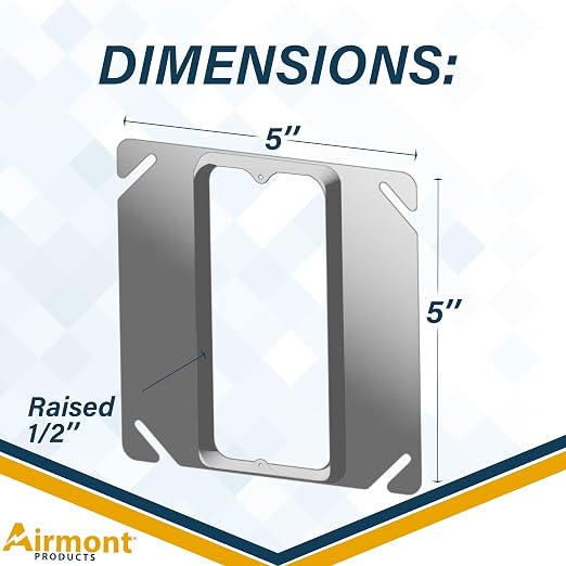 1/2" Raised Mud Rings, Square Device Cover, 1-Gang Outlet Cover, 4x4 Inch - Image 4