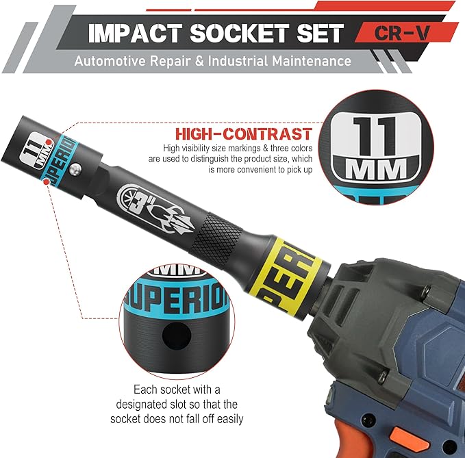 50 Piece 3/8" Drive Impact Socket Set, SAE and Metric, Deep & Shallow Sockets - Image 5