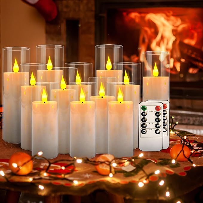 12-Pack White Acrylic Flameless LED Candle Set - Image 5