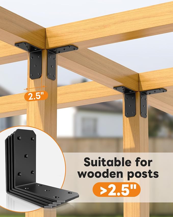 Heavy Duty 90 Degree L Brackets, Fences & Pergolas, Pre-Drilled Countersunk - Image 6