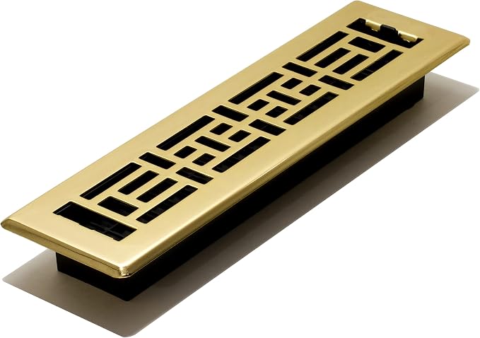 Decor Grates AJH212 2-inch by 12-inch Oriental Floor Register, Polished Brass by DecorGrates