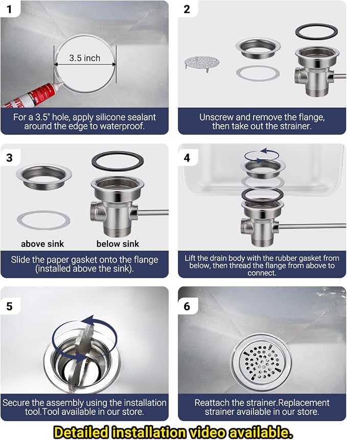 3-1/2" Commercial Sink Drain - Image 5