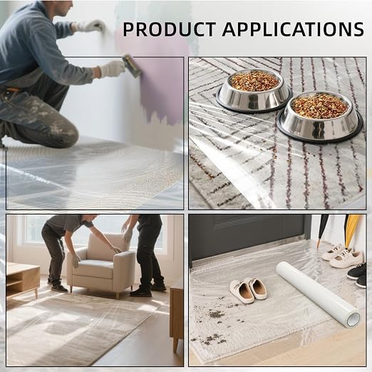 WELSTIK Clear Carpet Protector Film 24" x 200' Single Roll. Clean-Removing - Image 4