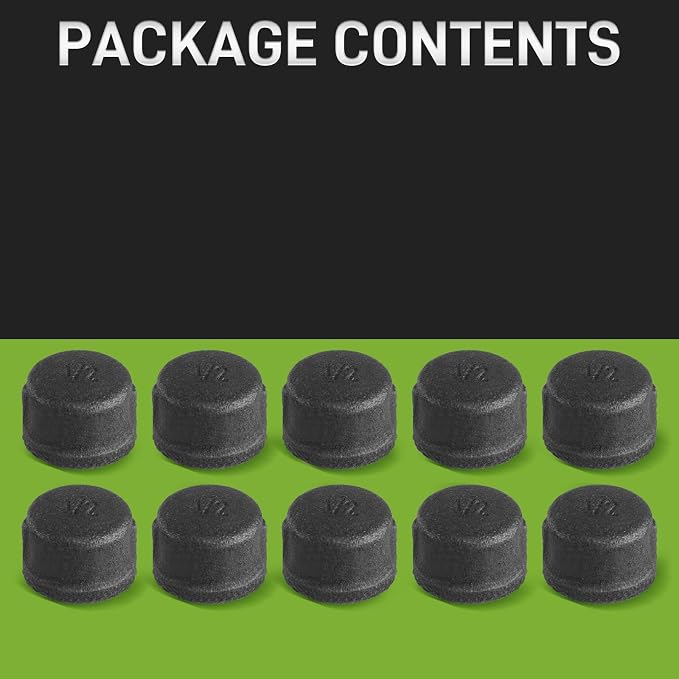 Pack of 10 Malleable Iron Cast Pipe Fitting Cap Caps 1/2" Inch Threaded Pipe - Image 8