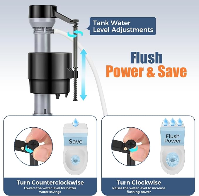 Universal Toilet Fill Valve Replacement Kit, Toilet Repair Kit Inside Tank - Image 4