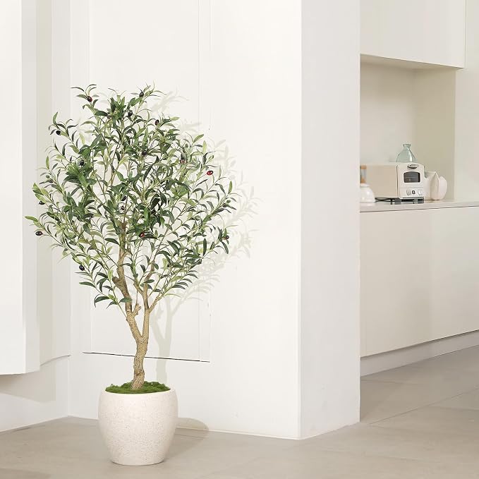 Faux Olive Tree 4ft with Large Olive Branches and Lifelike Leaves | 4ft Olive - Image 4