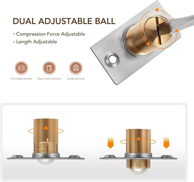 Ravinte Silver Door Ball Catch, Closet Door Latch Adjustable, 6 Pack | Solid - Image 5